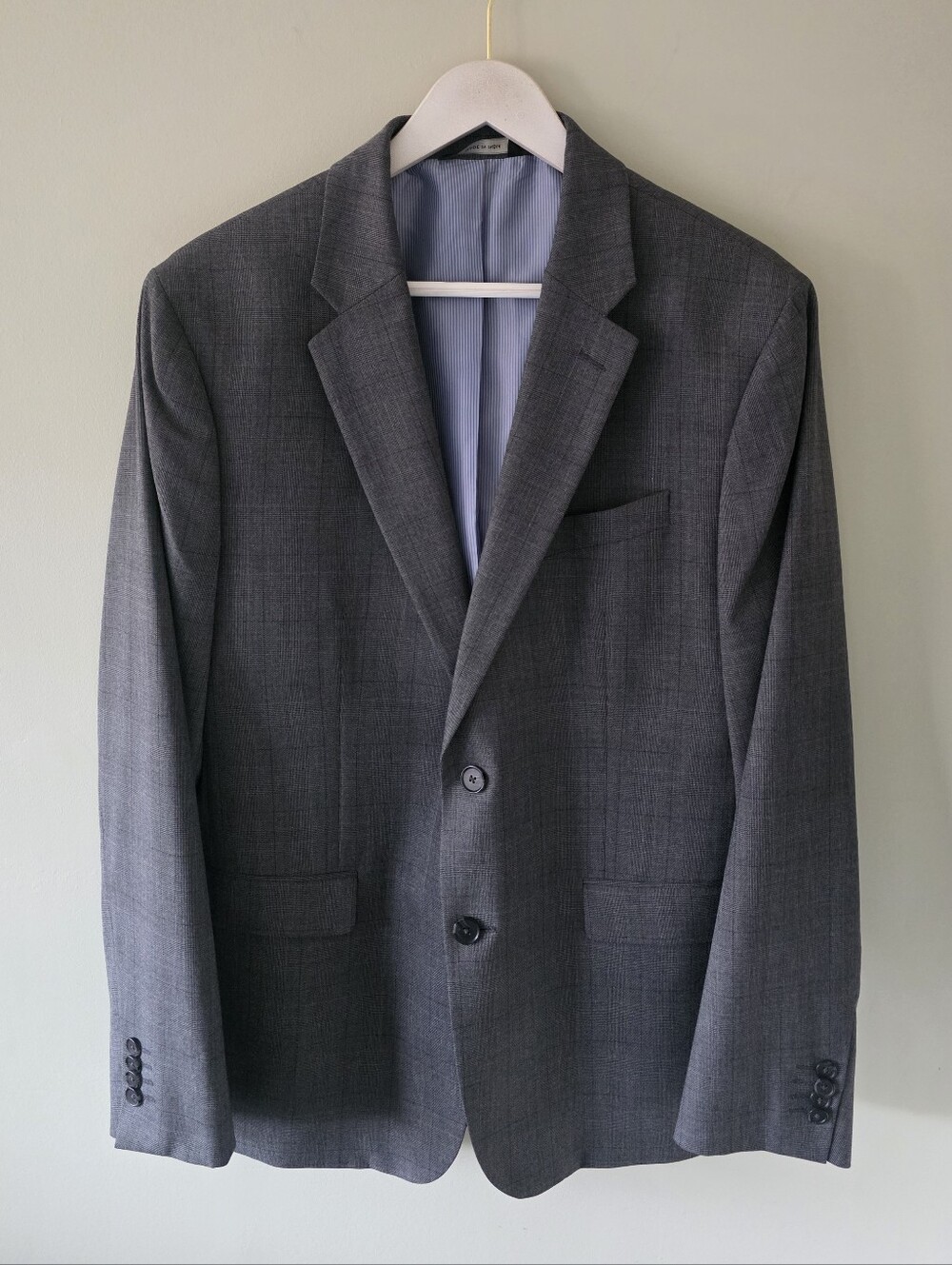 NWOT Banana Republic Factory Gray Plaid Check Standard Fit Blazer Preppy Office